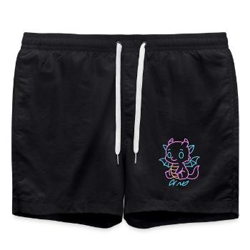 Le dragon du canot pluvial néon dans Neon Lines - Short de bain - noir - Devant - AI Model Male 185 light (185cm)
