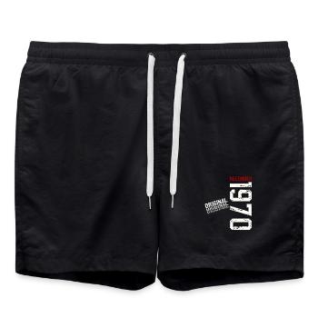 55th Birthday Original December Born 1970 - Swim Trunks - black - Front - AI Model Male 185 light (185cm)