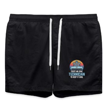 HVAC Techniker Retro Klima Experte Design Profis - Badeshorts - Schwarz - Vorne - AI Model Male 185 light (185cm)