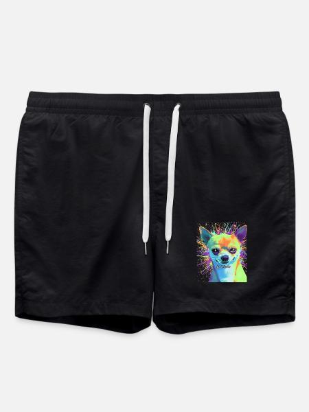 Pop Art Chihuahua "Do It Bro" - Swim Trunks - black