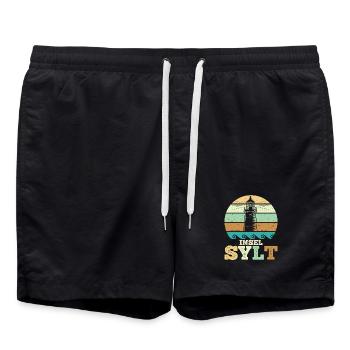 Nordsee INSEL SYLT Wattenmeer Lustiges - Badeshorts - Schwarz - Vorne - AI Model Male 185 light (185cm)