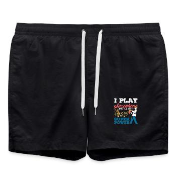 Je joue du saxophone Superpower Saxophonist - Short de bain - noir - Devant - AI Model Male 185 light (185cm)