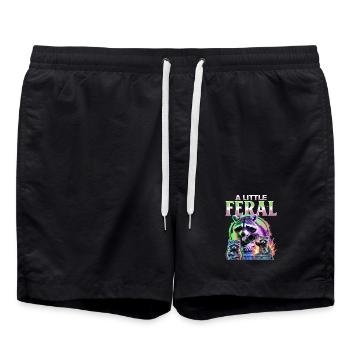 Funny Raccoon - Badeshorts - Schwarz - Vorne - AI Model Male 185 light (185cm)