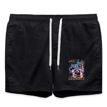 Funny Raccoon - Badeshorts - Schwarz - Vorne - AI Model Male 185 light (185cm)