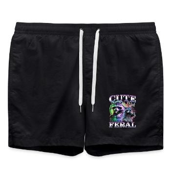 Funny Raccoon - Badeshorts - Schwarz - Vorne - AI Model Male 185 light (185cm)