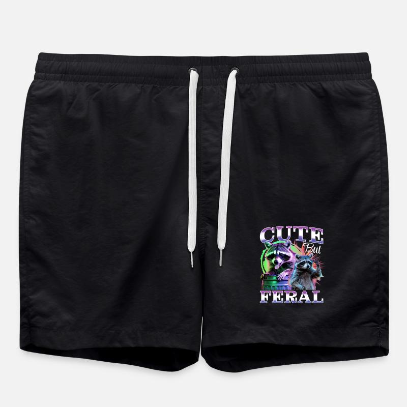 Funny Raccoon - Swim Trunks - black