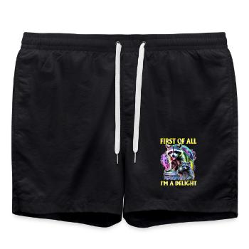 Funny Raccoon - Badeshorts - Schwarz - Vorne - AI Model Male 185 light (185cm)