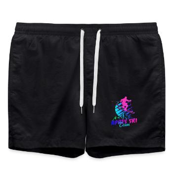 Après l’équipe de ski, sports d’hiver, vacances de ski, années 80 - Short de bain - noir - Devant - AI Model Male 185 light (185cm)