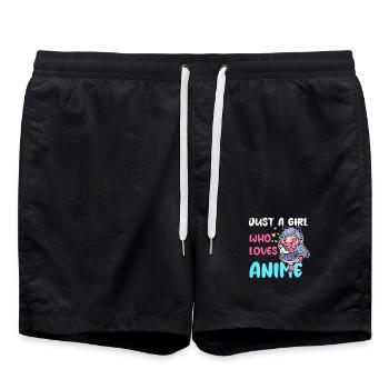 La fille adore l’anime Chibi - Short de bain - noir - Devant - AI Model Male 185 light (185cm)