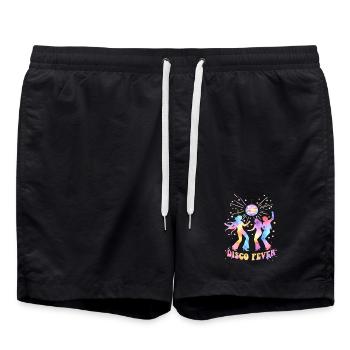 DISCO FEVER Party Aquarelle dansante des années 70 - Short de bain - noir - Devant - AI Model Male 185 light (185cm)