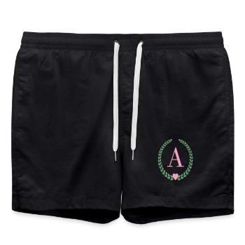 Lettre A monogram - Short de bain - noir - Devant - AI Model Male 185 light (185cm)