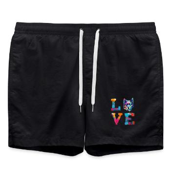 German Shepherd Love Art Colorful Dog Mom Dad Gift - Swim Trunks - black - Front - AI Model Male 185 light (185cm)