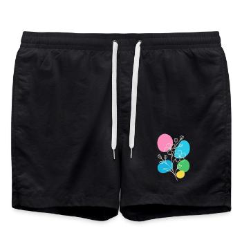 Graphique floral minimaliste, été bohème - Short de bain - noir - Devant - AI Model Male 185 light (185cm)