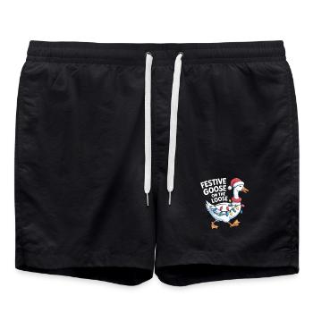 Festive Goose On The Loose - Swim Trunks - black - Front - AI Model Male 185 light (185cm)