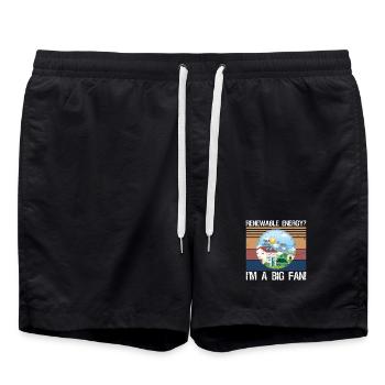 Renewable Energy? I'm A Big Fan! - Swim Trunks - black - Front - AI Model Male 185 light (185cm)