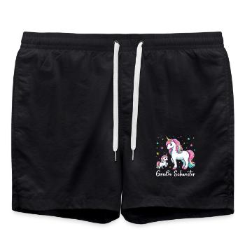 Große Schwester Einhornliebhaber Ältere Baby - Badeshorts - Schwarz - Vorne - AI Model Male 185 light (185cm)