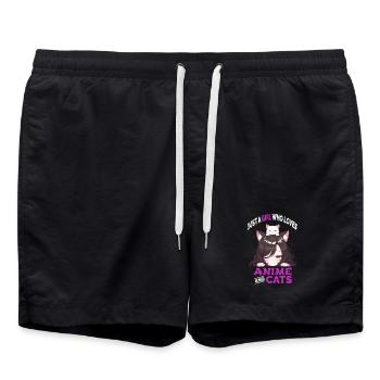 Just A Girl Who Loves Anime And Cats Manga Katzen - Swim Trunks - black - Front - AI Model Male 185 light (185cm)