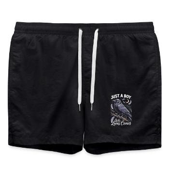 Just a boy who loves crows - Swim Trunks - black - Front - AI Model Male 185 light (185cm)