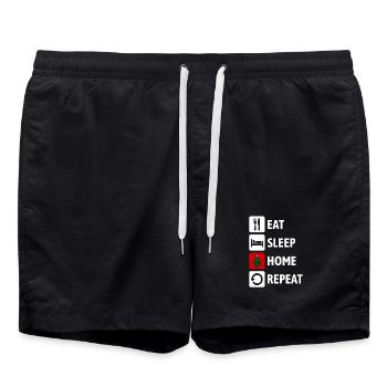 Eat Sleep Home Repeat - Christmas at Home - Swim Trunks - black - Front - AI Model Male 185 light (185cm)