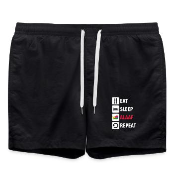 Eat Sleep Alaaf Repeat - Karneval, Fastnacht - Badeshorts - Schwarz - Vorne - AI Model Male 185 light (185cm)