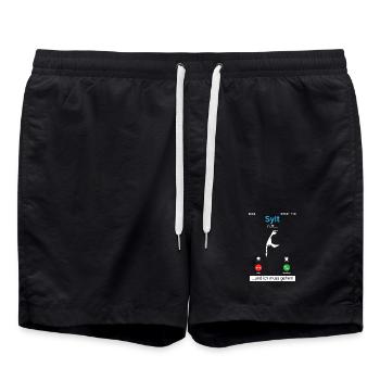 SYLT RUFT UND ICH MUSS GEHEN Sylter Lustiges - Badeshorts - Schwarz - Vorne - AI Model Male 185 light (185cm)
