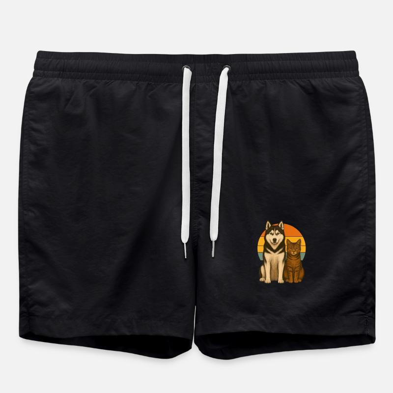 Husky et chat - Short de bain - noir