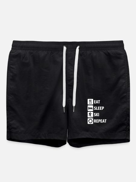 Eat Sleep Ski Repeat - Ski - Ski - Swim Trunks - black