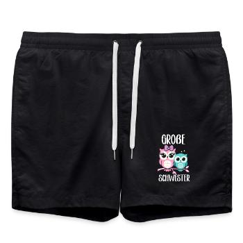 Big sister Owls Older baby Siblings - Swim Trunks - black - Front - AI Model Male 185 light (185cm)