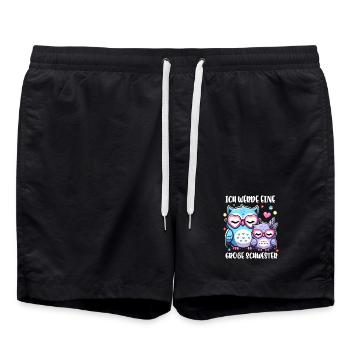 Big sister Owls Older baby Siblings - Swim Trunks - black - Front - AI Model Male 185 light (185cm)