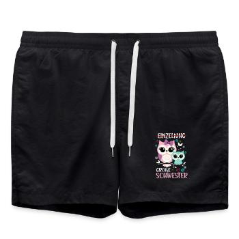 Big sister Owls Older baby Siblings - Swim Trunks - black - Front - AI Model Male 185 light (185cm)
