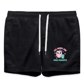 Big sister Owls Older baby Siblings - Swim Trunks - black - Front - AI Model Male 185 light (185cm)