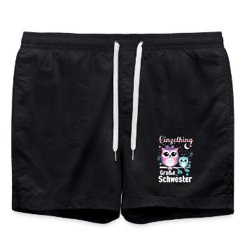 Big sister Owls Older baby Siblings - Swim Trunks - black - Front - AI Model Male 185 light (185cm)