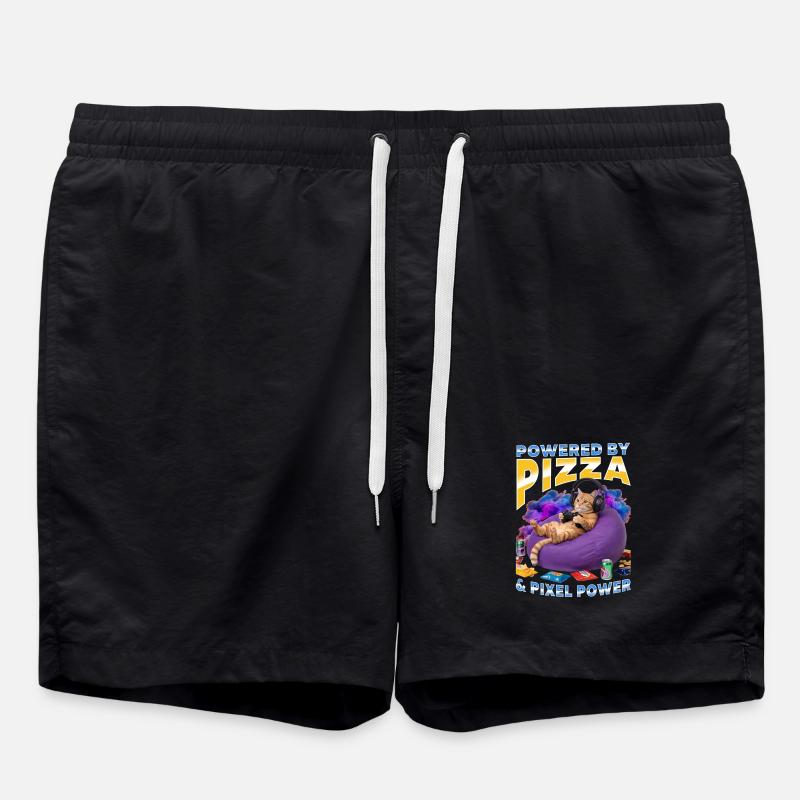 Funny Gaming Gamer Cat - Badeshorts - Schwarz
