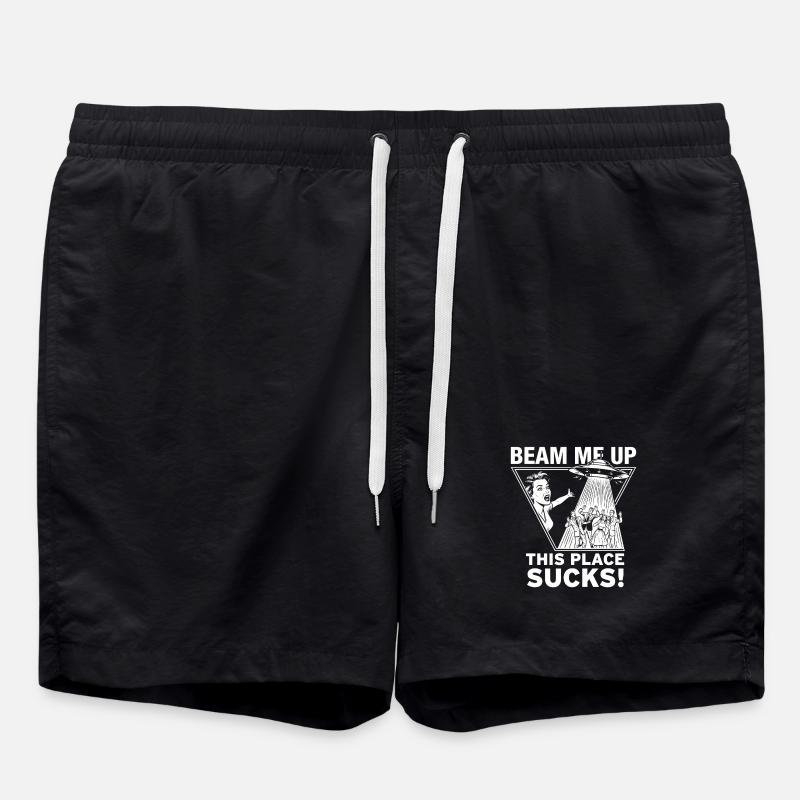 Beam Me Up – This Place Sucks! - Swim Trunks - black