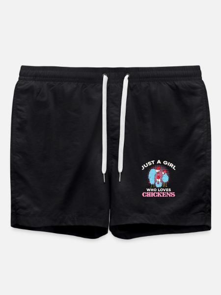 Nur ein Mädchen liebt Hühner - Badeshorts - Schwarz