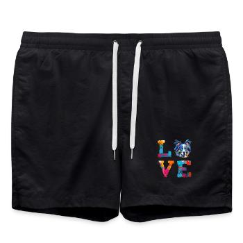 Australian Shepherd Love Aussie Colorful Paint - Swim Trunks - black - Front - AI Model Male 185 light (185cm)