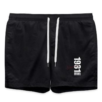 45. Geburtstag Original Januar Jahrgang 1981 - Badeshorts - Schwarz - Vorne - AI Model Male 185 light (185cm)