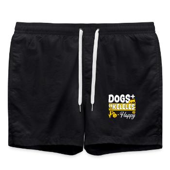 Hawaiian Ukulele Uke Dogs + - Badeshorts - Schwarz - Vorne - AI Model Male 185 light (185cm)