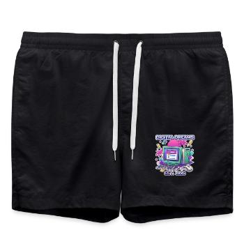 Digital Dreams 1995 – Vintage PC Design - Badeshorts - Schwarz - Vorne - AI Model Male 185 light (185cm)
