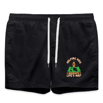 Leader des Girl Scouts aidant les enfants à naviguer dans le Scoutisme - Short de bain - noir - Devant - AI Model Male 185 light (185cm)