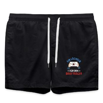 Postboten EIN LÄCHELN FÜR BRIEFTRÄGER LUSTIG - Badeshorts - Schwarz - Vorne - AI Model Male 185 light (185cm)