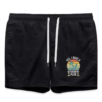 Plain Sailing Boat Retirement Plan Gift - Badeshorts - Schwarz - Vorne - AI Model Male 185 light (185cm)