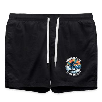 Snowboarden ist meine Therapie - Badeshorts - Schwarz - Vorne - AI Model Male 185 light (185cm)