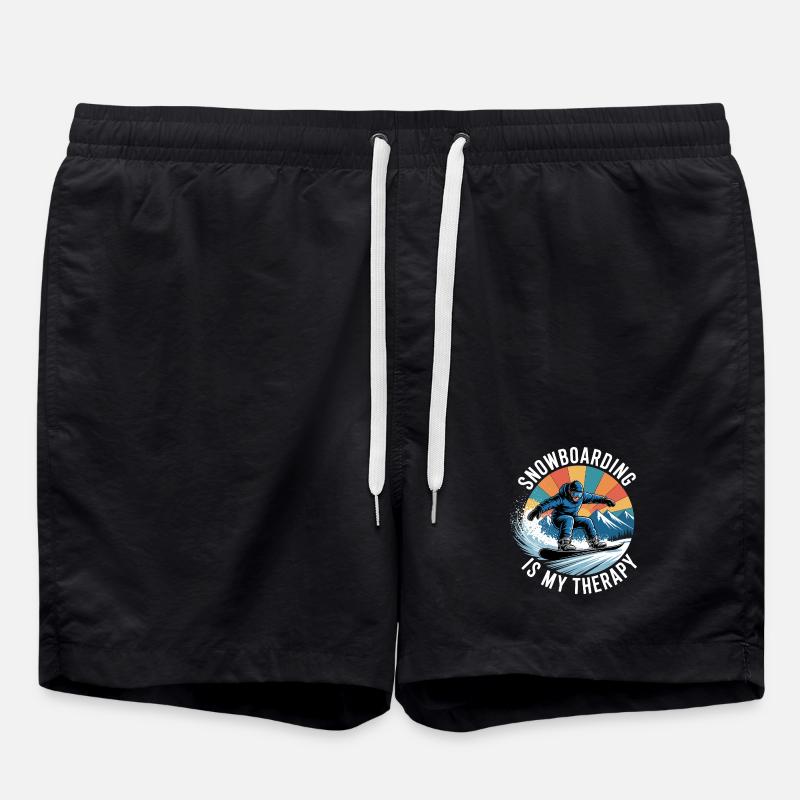 Snowboarding Is My Therapy - Swim Trunks - black