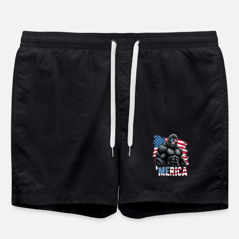 Gorille musclé avec drapeau - Short de bain - noir