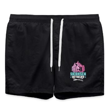 Skilehrer SKIHASEN BETREUER Skifahren Lustiges - Badeshorts - Schwarz - Vorne - AI Model Male 185 light (185cm)