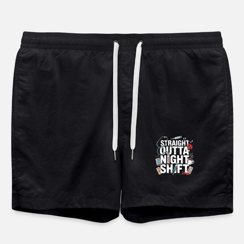 Night Shift Heroes Motif - Swim Trunks - black