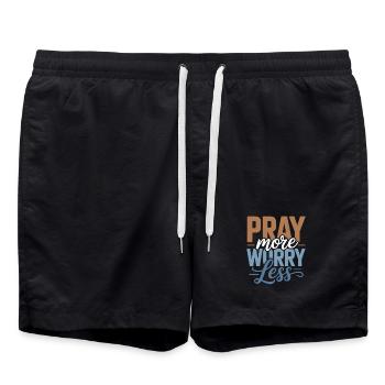 Pray More Worry Less - Swim Trunks - black - Front - AI Model Male 185 light (185cm)
