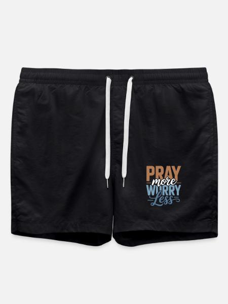 Pray More Worry Less - Swim Trunks - black