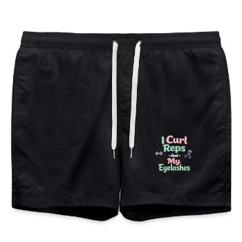 Anime Strong Girl Taking The Force In - Swim Trunks - black - Front - AI Model Male 185 light (185cm)